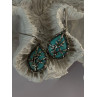 925 Sterling Silver Turquoise & Marcasite Earrings Length 1.20 inch