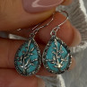 925 Sterling Silver Turquoise & Marcasite Earrings Length 1.20 Inch