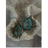 925 Sterling Silver Turquoise & Marcasite Earrings Length 1.20 inch