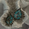 925 Sterling Silver Turquoise & Marcasite Earrings Length 1.20 Inch