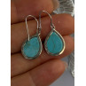 925 Sterling Silver Turquoise & Marcasite Earrings Length 1.20 inch