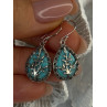 925 Sterling Silver Turquoise & Marcasite Earrings Length 1.20 inch