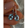 925 Sterling Silver Blue Topaz BBJ Earrings Length 1.10 inch