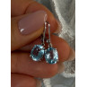 925 Sterling Silver Blue Topaz BBJ Earrings Length 1.10 inch