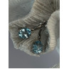 925 Sterling Silver Blue Topaz BBJ Earrings Length 1.10 inch