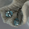 925 Sterling Silver Blue Topaz BBJ Earrings Length 1.10 Inch