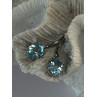 925 Sterling Silver Blue Topaz BBJ Earrings Length 1.10 inch