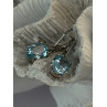 925 Sterling Silver Blue Topaz BBJ Earrings Length 1.10 inch