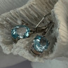 925 Sterling Silver Blue Topaz BBJ Earrings Length 1.10 Inch