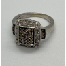10K WHITE GOLD  DIAMOND & TOURMALINE RING SIZE 4.5
