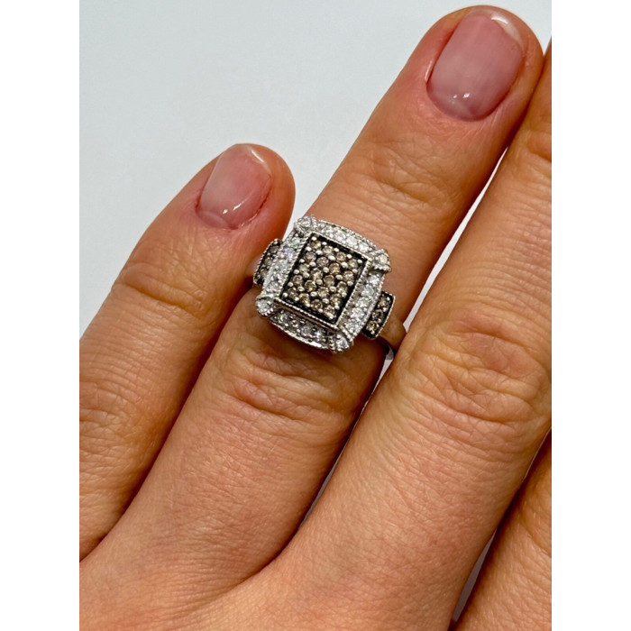 10K WHITE GOLD  DIAMOND & TOURMALINE RING SIZE 4.5