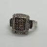 10K White Gold Diamond & Tourmaline Ring Size 4.5