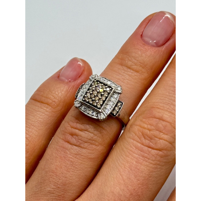10K WHITE GOLD  DIAMOND & TOURMALINE RING SIZE 4.5