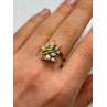 925 Sterling Silver Gold Plated Emerald & Goshenite Ring Size 8