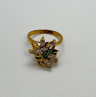 925 Sterling Silver Gold Plated Emerald & Goshenite Ring Size 8