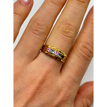 925 Sterling Silver Gold Plated Spinel Ring Size 8