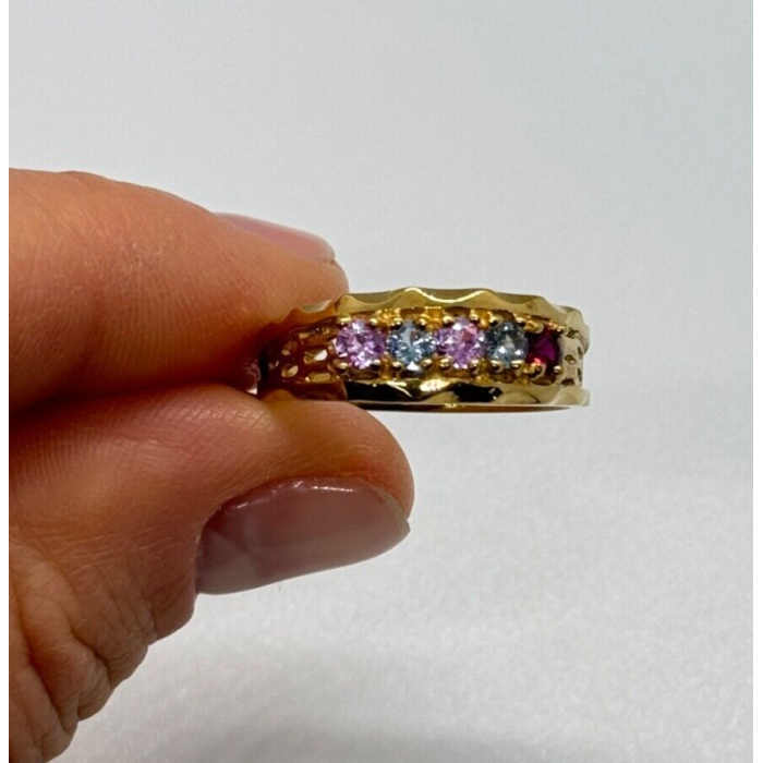 925 Sterling Silver Gold Plated Spinel Ring Size 8