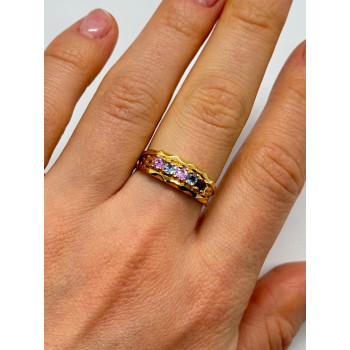 925 Sterling Silver Gold Plated Spinel Ring Size 8