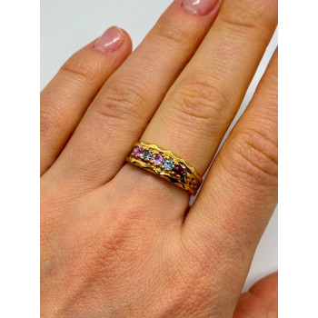 925 Sterling Silver Gold Plated Spinel Ring Size 8