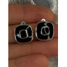 925 Sterling Silver Black & Brown Onyx Clip Earrings Length 0.60 inch