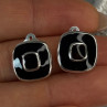 925 Sterling Silver Black & Brown Onyx Clip Earrings Length 0.60 Inch