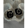 925 Sterling Silver Black & Brown Onyx Clip Earrings Length 0.60 inch