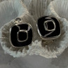 925 Sterling Silver Black & Brown Onyx Clip Earrings Length 0.60 Inch