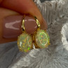 925 Sterling Silver Gold Plated Opal Earrings Length 0.70 Inch
