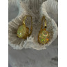 925 Sterling Silver Gold Plated Opal Earrings Length 0.70 inch