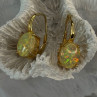 925 Sterling Silver Gold Plated Opal Earrings Length 0.70 Inch