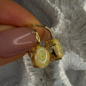 925 Sterling Silver Gold Plated Opal Earrings Length 0.70 Inch