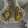 925 Sterling Silver Gold Plated Opal Earrings Length 0.70 Inch