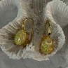 925 Sterling Silver Gold Plated Opal Earrings Length 0.70 Inch