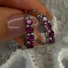 925 Sterling Silver Almandine Earrings Length 0.90 Inch