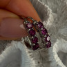 925 Sterling Silver Almandine Earrings Length 0.90 Inch