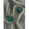 925 Sterling Silver Turquoise Earrings Length 1.60 inch
