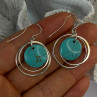 925 Sterling Silver Turquoise Earrings Length 1.60 Inch