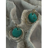 925 Sterling Silver Turquoise Earrings Length 1.60 inch