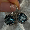 925 Sterling Silver Blue Tourmaline Earrings Length 1 Inch