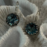 925 Sterling Silver Blue Tourmaline Earrings Length 1 Inch