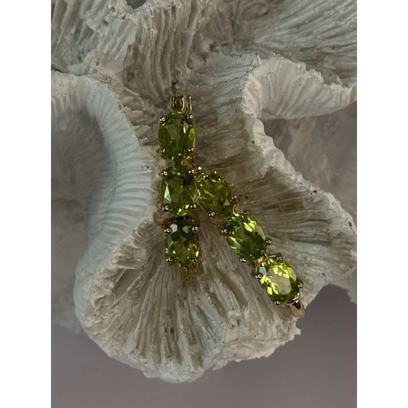 925 Sterling Silver Gold Plated Peridot Earrings Length 1.10 inch