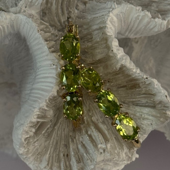 925 Sterling Silver Gold Plated Peridot Earrings Length 1.10 Inch