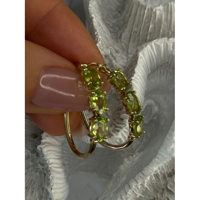 925 Sterling Silver Gold Plated Peridot Earrings Length 1.10 inch