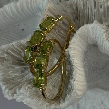 925 Sterling Silver Gold Plated Peridot Earrings Length 1.10 Inch