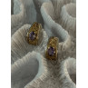 925 Sterling Silver Gold Plated Part Amethyst Earrings Length 0.70 inch