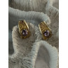 925 Sterling Silver Gold Plated Part Amethyst Earrings Length 0.70 inch