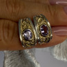 925 Sterling Silver Gold Plated Part Amethyst Earrings Length 0.70 Inch