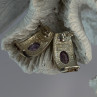 925 Sterling Silver Gold Plated Part Amethyst Earrings Length 0.70 Inch
