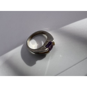 925 Sterling Silver Amethyst Cna Ring Size 7