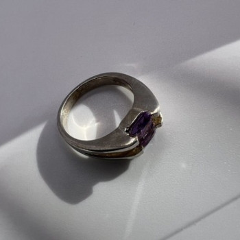 925 Sterling Silver Amethyst Cna Ring Size 7